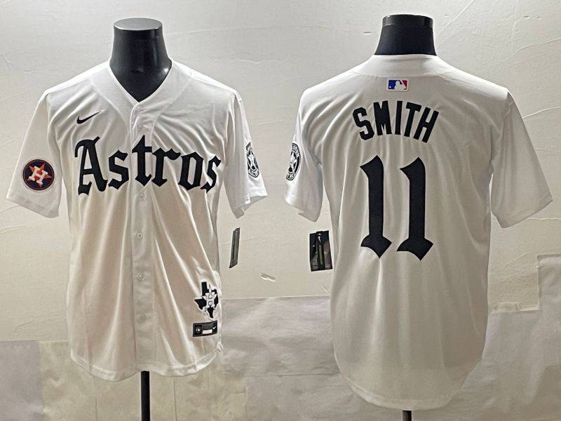 Men 2025 Houston Astros #11 Smith White Five generations Joint Name Nike MLB Jersey style 48